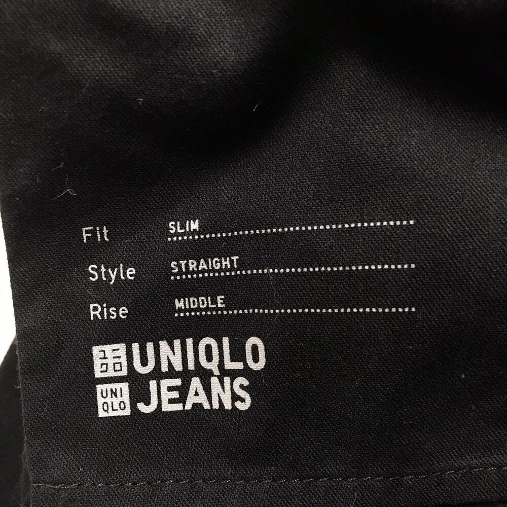UNIQLO Selvedge Black Jeans Men 33x30 (33/32 tag) Slim Fit Straight Mid Rise - Picture 14 of 15